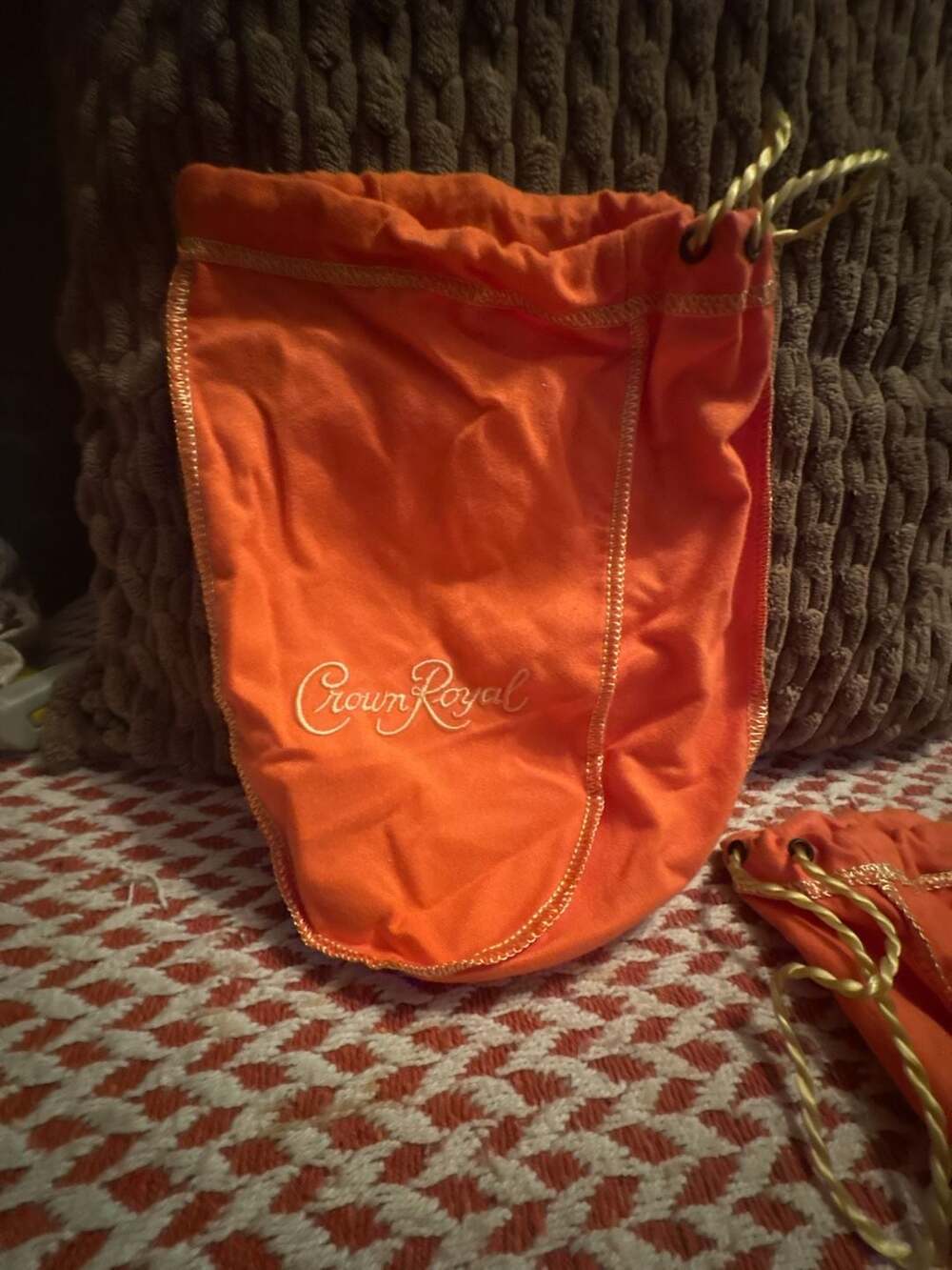 Lot of 9 Crown Royal Orange Peach Flavored Whisky Drawstring Bags